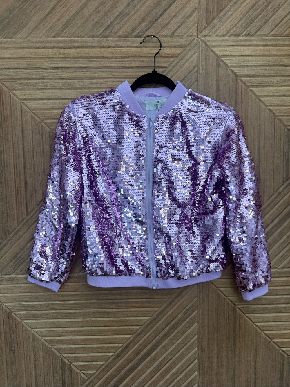 H&M Girls' Light pink Sequin Bomber Jacket - Unbranded